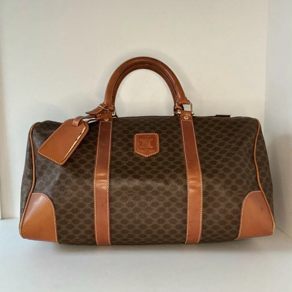 ✈️ Vintage Celine 2000s, 40cm Macadam Luggage Travel Monogram Carryon Keepall - Picture 11 of 16